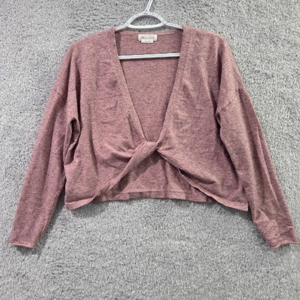 Lovers + Friends Sweater Women's Small Pink Cropped Twist Front Ballerina Knit